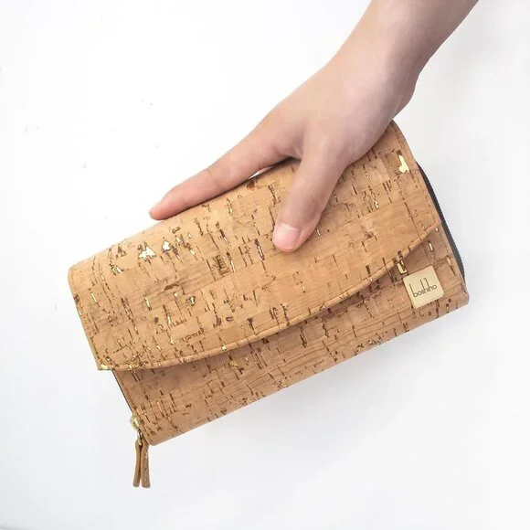 Vegan Cork Wallet Clutch for Women Large Capacity Phone Purse Gift